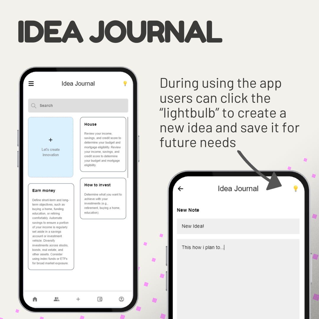 Idea journal feature for Ed-Tech startup mobile and web app